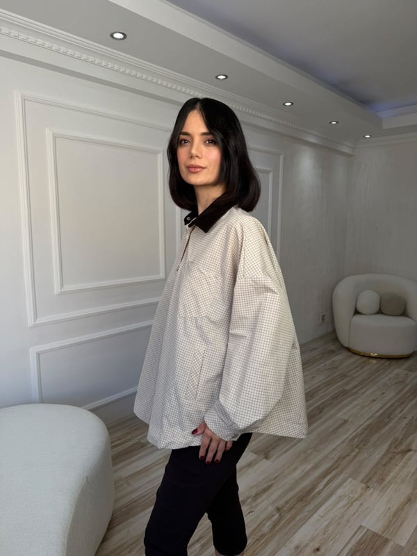 26-2KB0225 - 9817 MİSS PERRY YAKAK KADİFE TRENÇKOT - TAŞ