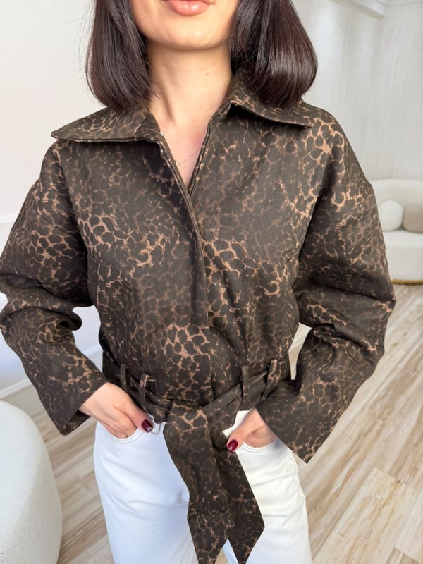 26-2KB0288 - 1436 MSY GABARDİN CEKET - LEOPAR