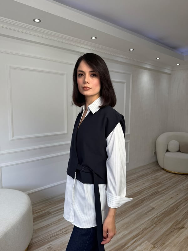26-2KB0410 - 3186 KLEİN ÇİFT PARÇA GÖRÜNÜM YELEK GÖMLEK - LACİ