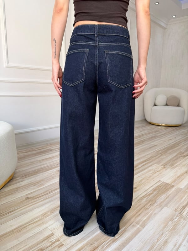 Ekstra Geniş Paça Yüksek Bel Jean Pantolon - RAW YIKAMA