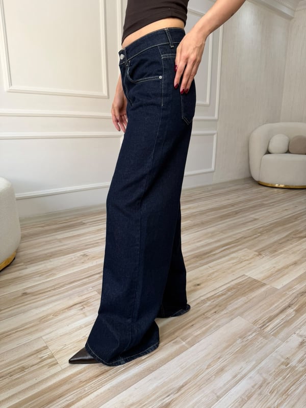 Ekstra Geniş Paça Yüksek Bel Jean Pantolon - RAW YIKAMA