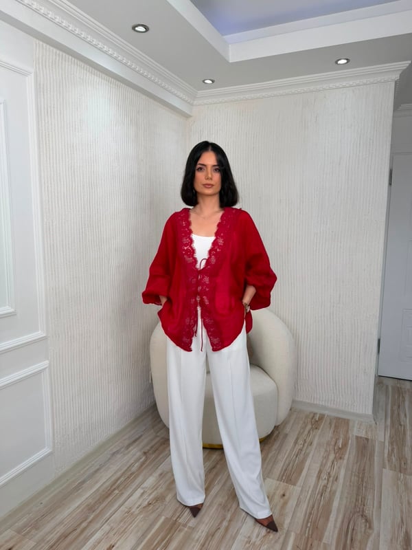 Yüksek Bel Önü Pileli Palazzo Pantolon - BEYAZ