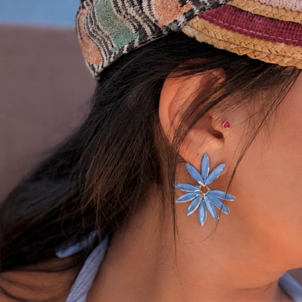 Blue Lotus Earrings
