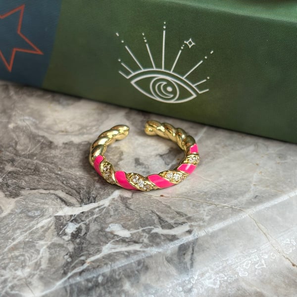 Candy Twist Ring – Neon Pink