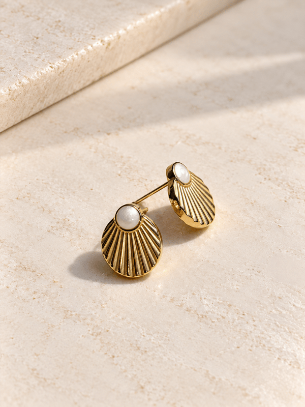 Golden Shell Mini Küpe