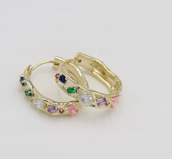 Multi-Gemstone Gold Earrings
