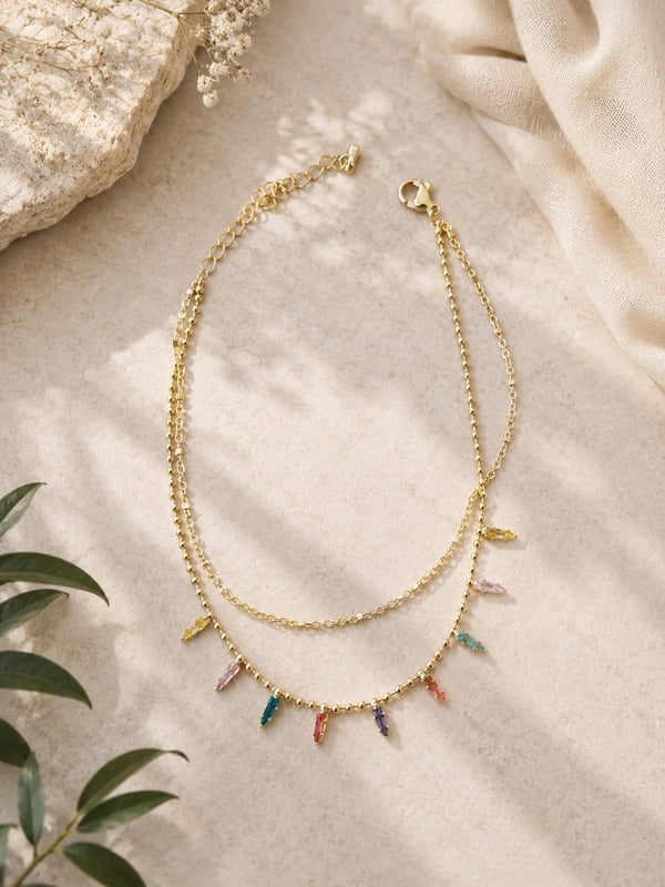 Rainbow Crystal Anklet