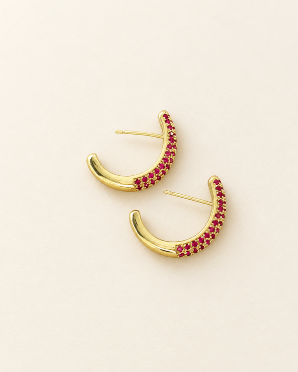 Ruby Pavé Half Hoop Earrings