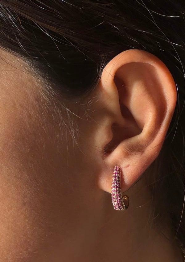 Ruby Pavé Half Hoop Earrings