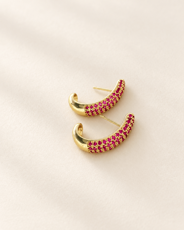 Ruby Pavé Half Hoop Earrings