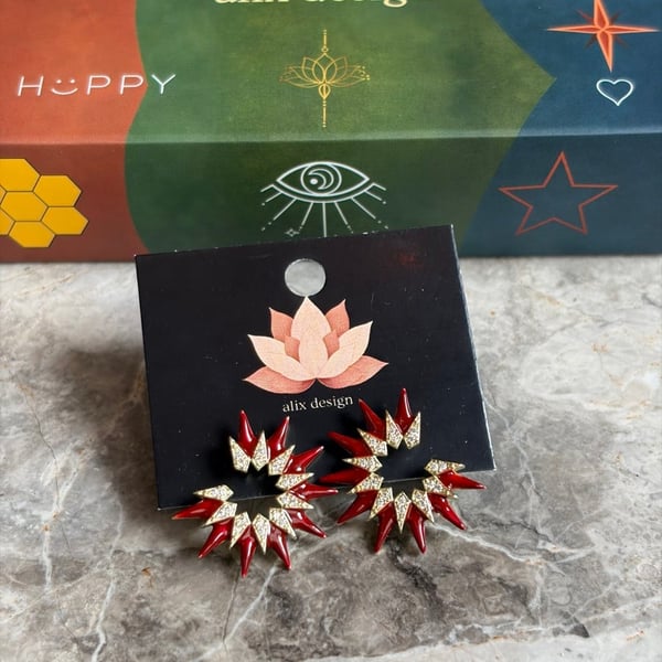 Ruby Starburst Hoops