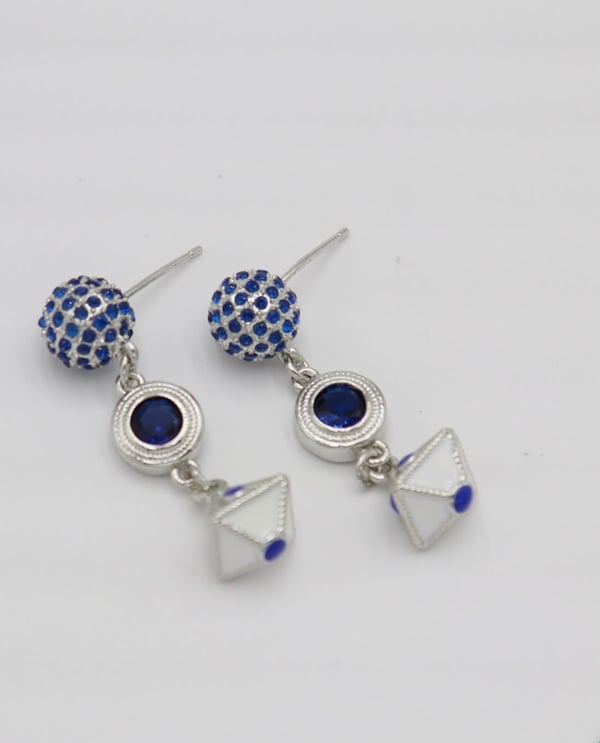 Sapphire Orbit Geometric Earrings
