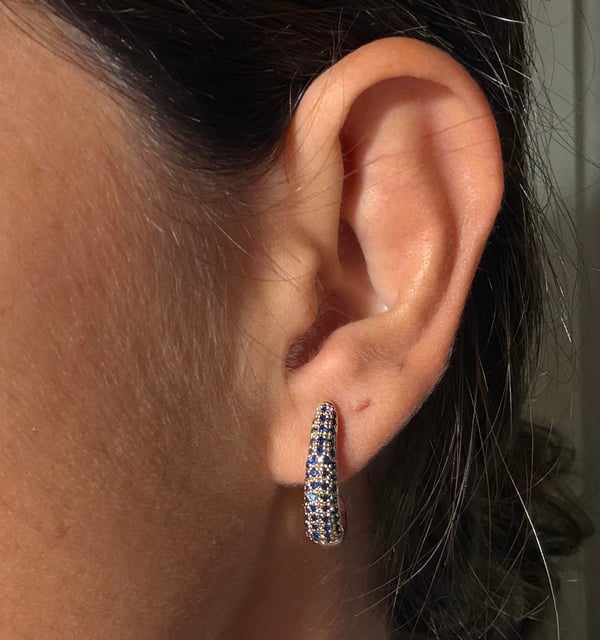 Sapphire Pavé Half Hoop Earrings