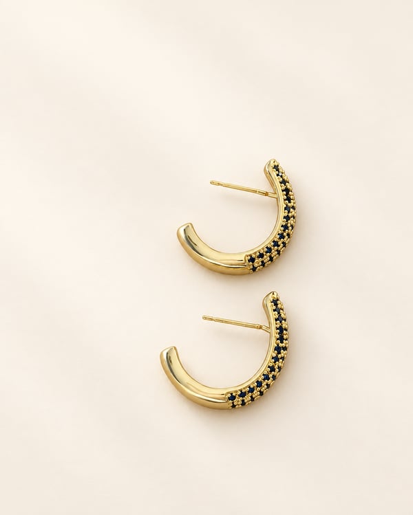 Sapphire Pavé Half Hoop Earrings