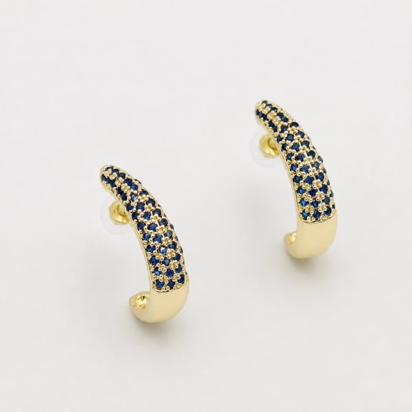 Sapphire Pavé Half Hoop Earrings