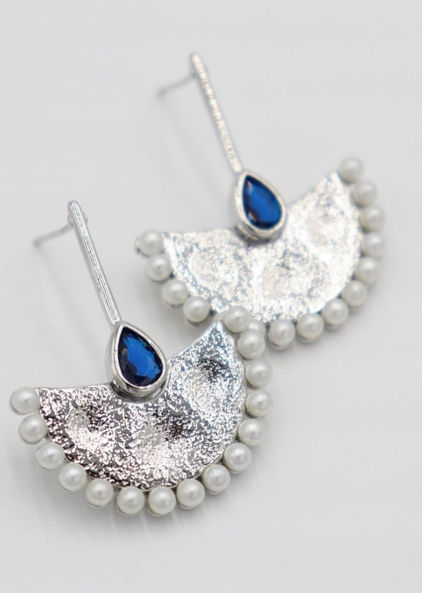 Sapphire Teardrop Fan Earrings