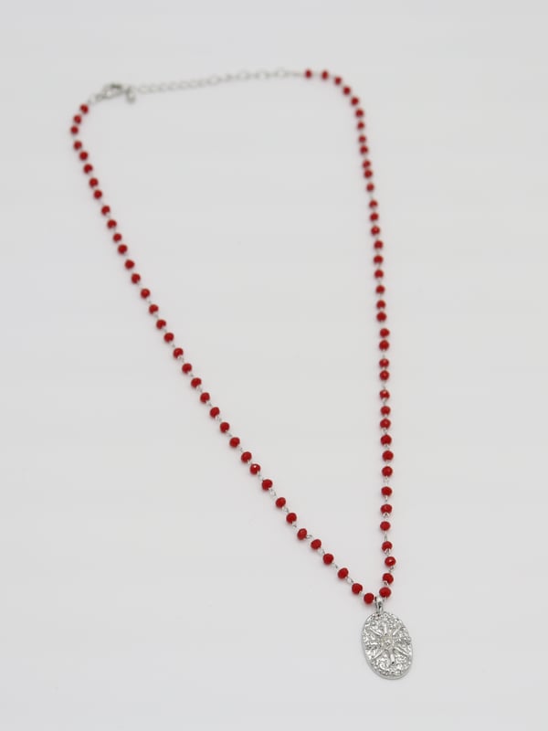 Silver Sunburst Medallion Necklace