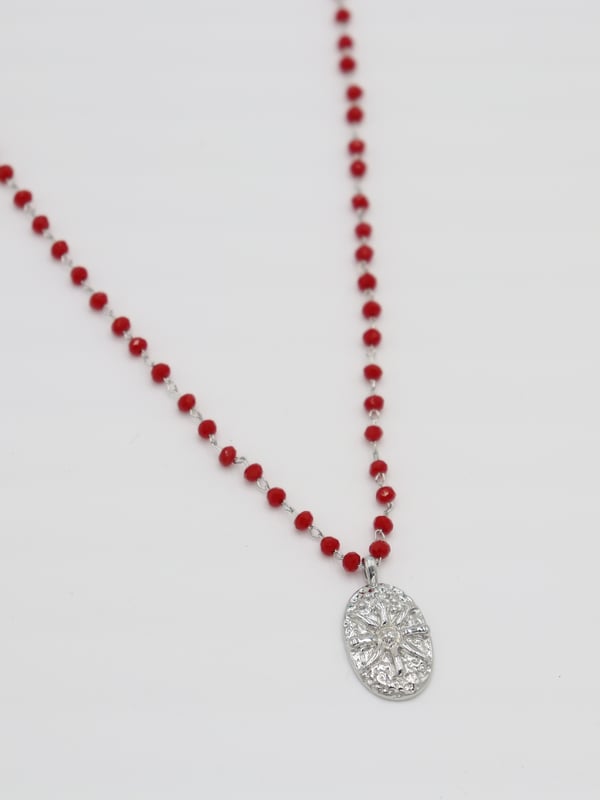 Silver Sunburst Medallion Necklace