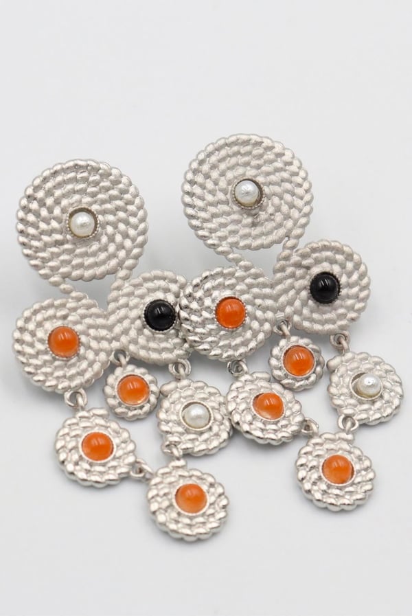 Silver Tribal Chandelier Earrings