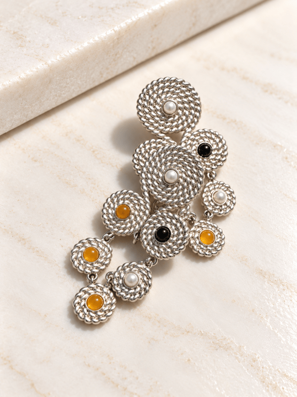 Silver Tribal Chandelier Earrings