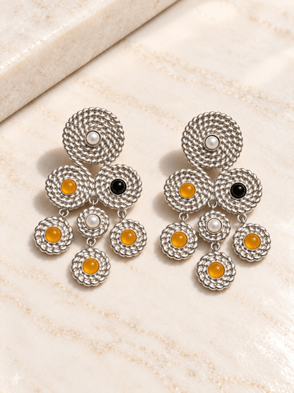 Silver Tribal Chandelier Earrings