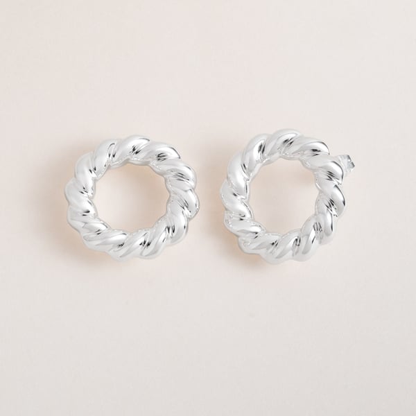Silver Twist Hoops