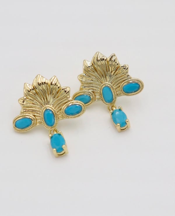 Turquoise Fan Statement Earrings