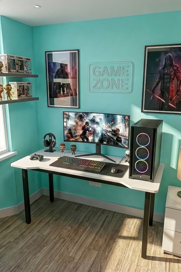 140 Beyaz Oyun Çalışma Masası Gaming Masa Ofis Masası 9140