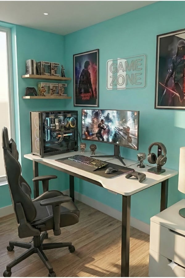 140 Beyaz Oyun Çalışma Masası Gaming Masa Ofis Masası 9140