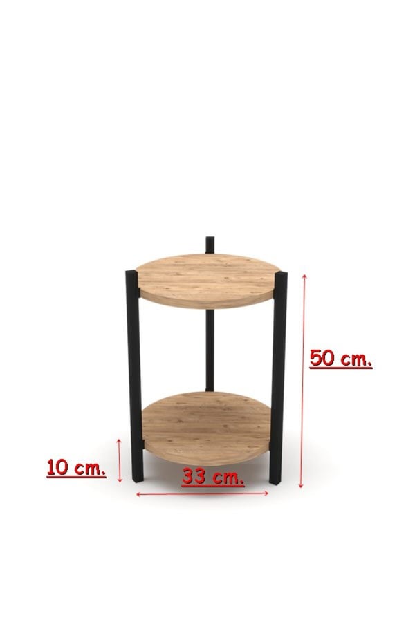 2 RAFLI ÇAM YUVARLAK ÇİÇEKLİK VE SEHPA 2200