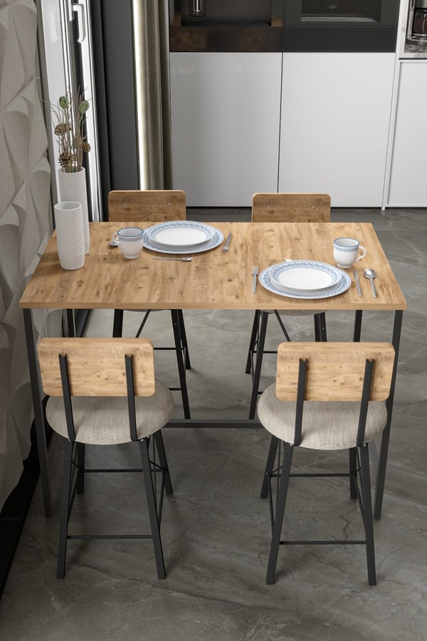 4 İMAJ SANDALYELİ ÇAM YEMEK MASASI 120/60 4621