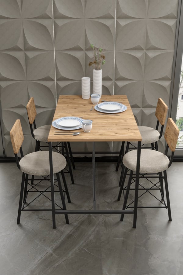 4 İMAJ SANDALYELİ ÇAM YEMEK MASASI 120/60 4621