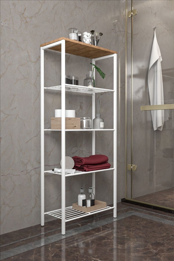 Beyaz 63/30 Çok Amaçlı Raf, Mutfak Rafı , Banyo Düzenleyici Raf 1892b