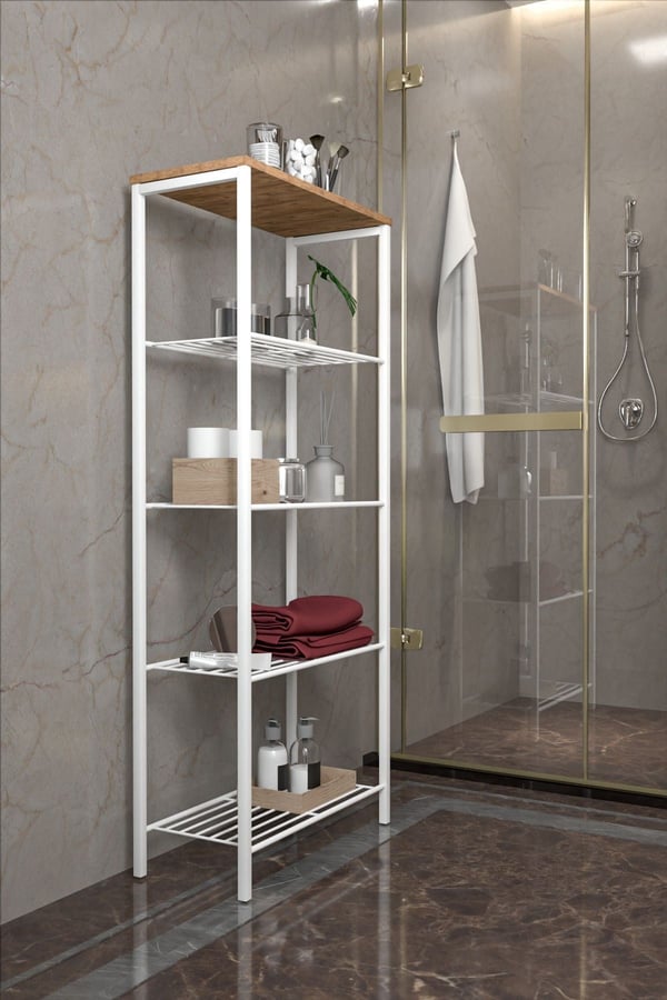 Beyaz 63/30 Çok Amaçlı Raf, Mutfak Rafı , Banyo Düzenleyici Raf 1892b