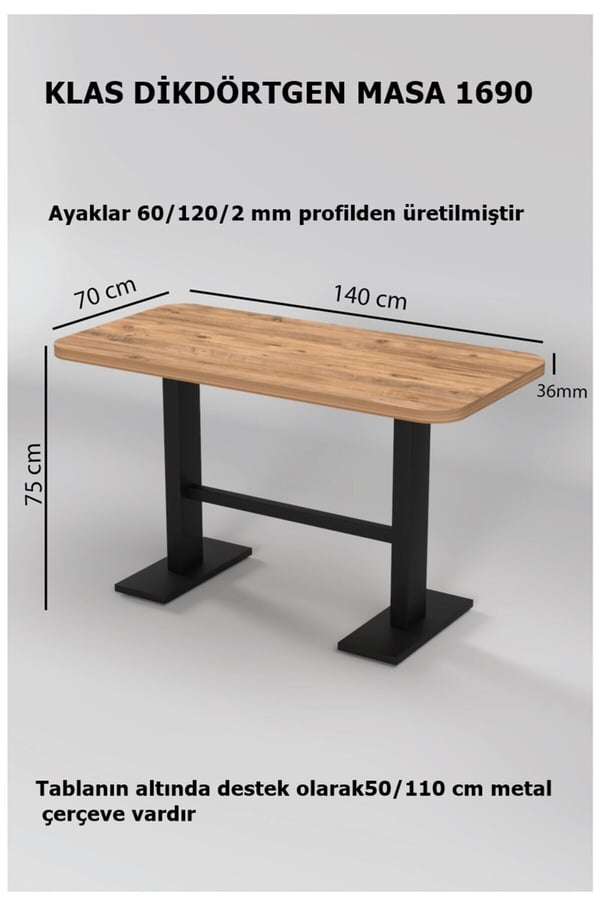 KLAS 70/140 YEMEK MASASI, MUTFAK MASASI , KAFE MASASI 1690