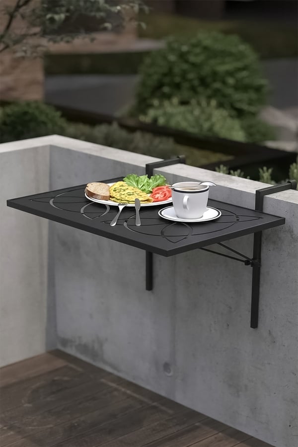 LAZER KESİM KATLANIR METAL BALKON MASASI