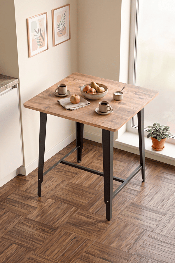 Mars Yemek Masası 70X70cm Çam Mutfak Masası, Balkon Masası