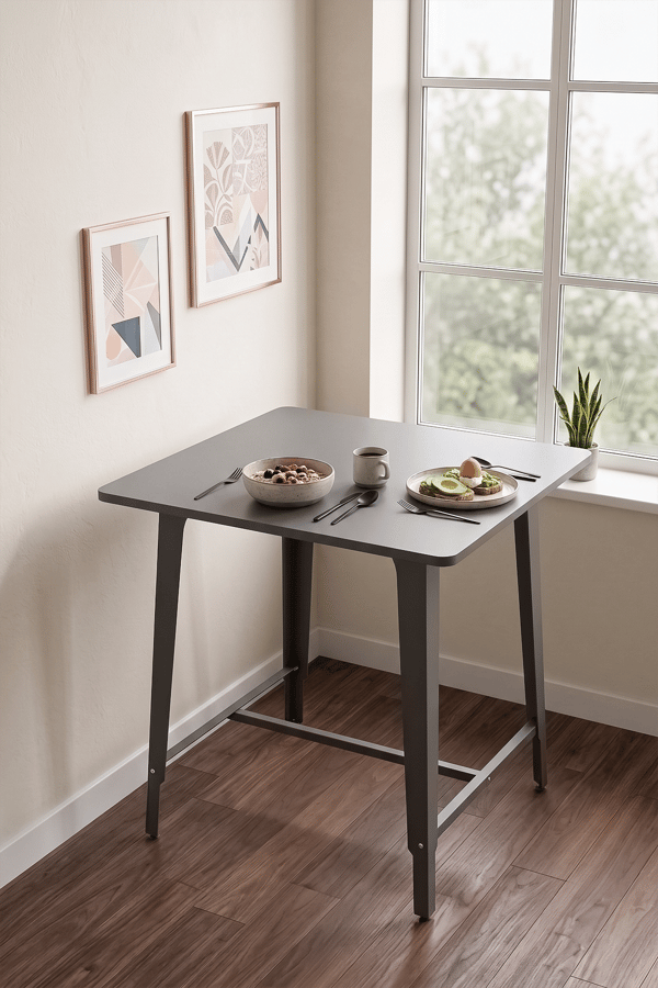 Mars Yemek Masası Antrasit 70X70 cm Mutfak Masası, Balkon Masası