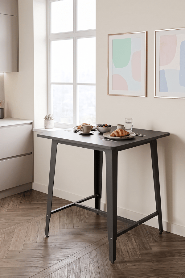 Mars Yemek Masası Antrasit 70X70 cm Mutfak Masası, Balkon Masası