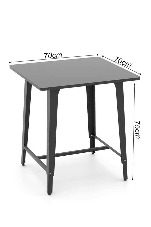 Mars Yemek Masası Antrasit 70X70 cm Mutfak Masası, Balkon Masası