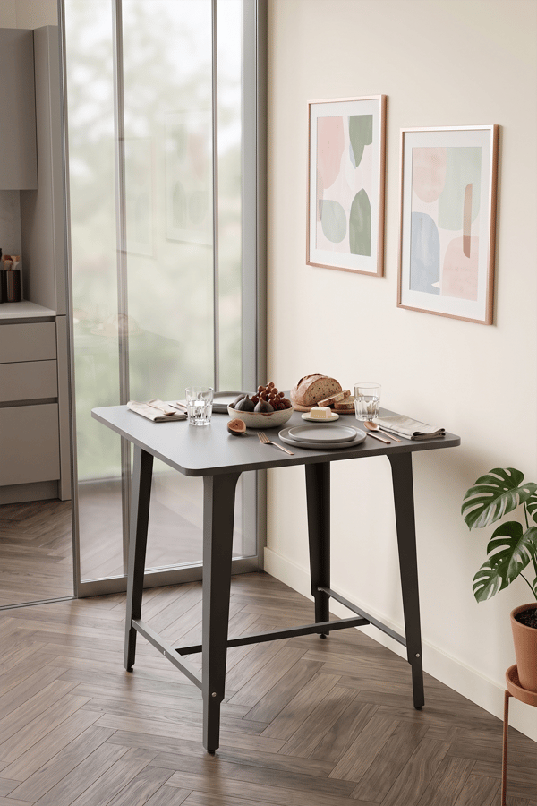 Mars Yemek Masası Antrasit 70X70 cm Mutfak Masası, Balkon Masası