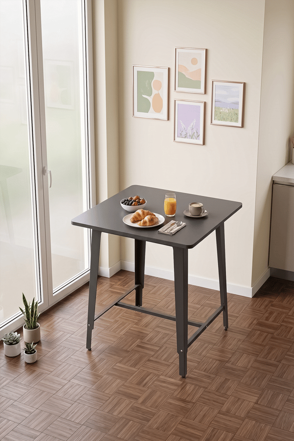 Mars Yemek Masası Antrasit 70X70 cm Mutfak Masası, Balkon Masası