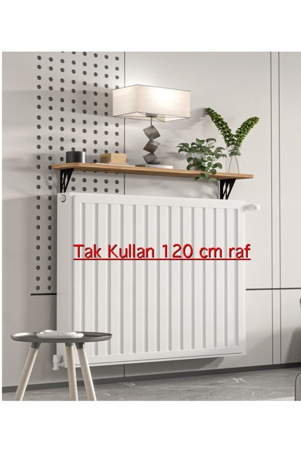 Montajsız Çam Petek Üstü Metal Raf, Kalorifer Peteği Raf Dresuar Uçan Raf 120 Cm 200100