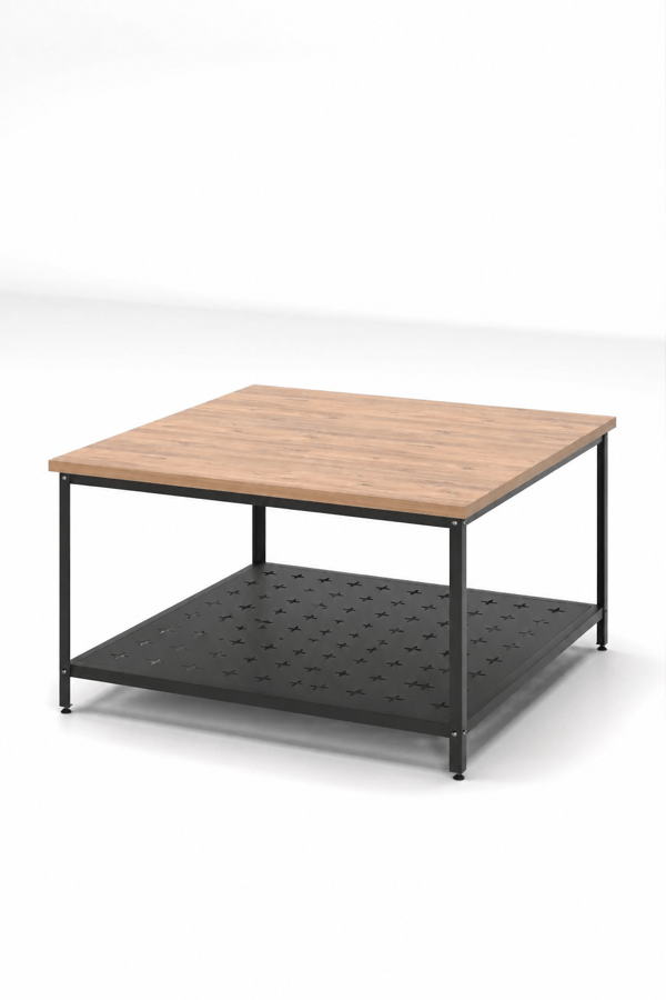 Orta Sehpa Kare Metal Gövde 70x70 cm Atlantik Çam