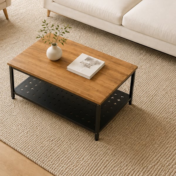Reto Orta Sehpa Metal Gövdeli 90x60 cm Atlantik Çam