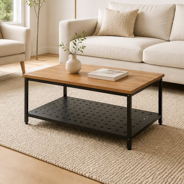 Reto Orta Sehpa Metal Gövdeli 90x60 cm Atlantik Çam