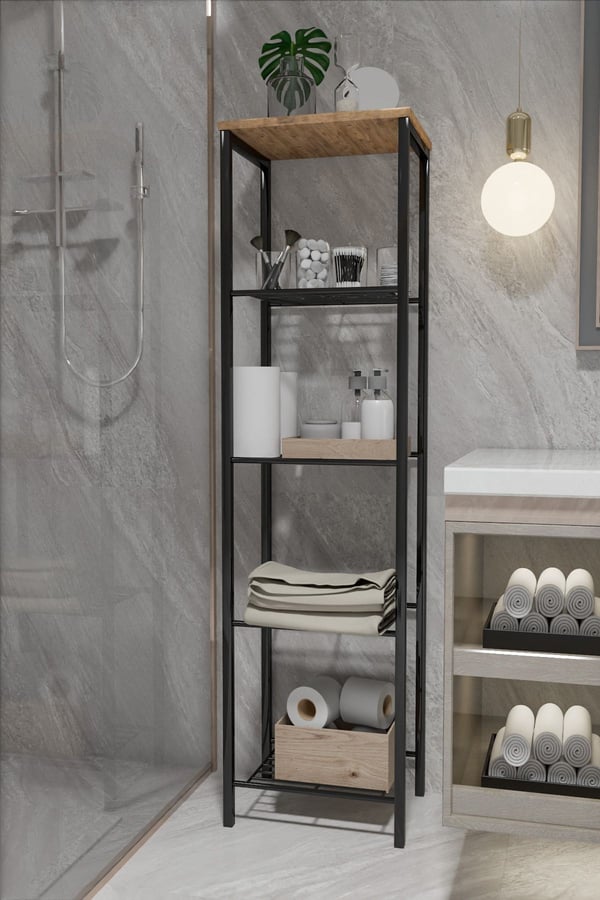 RETODESİGN SİYAH 40 CM.ÇOK AMAÇLI RAF, MUTFAK RAFI , BANYO DÜZENLEYİCİ RAF 1893S