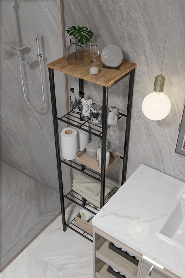 RETODESİGN SİYAH 40 CM.ÇOK AMAÇLI RAF, MUTFAK RAFI , BANYO DÜZENLEYİCİ RAF 1893S
