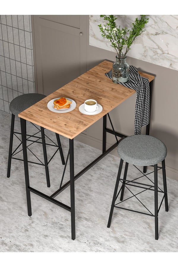 RETODESİGN YUVARLAK TABURELİ BAR TAKIMI 3651A