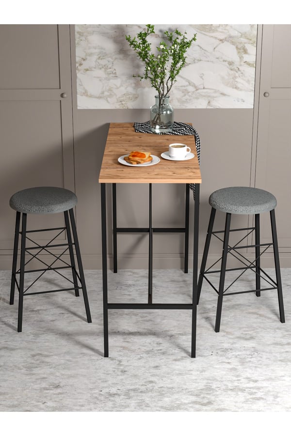 RETODESİGN YUVARLAK TABURELİ BAR TAKIMI 3651A